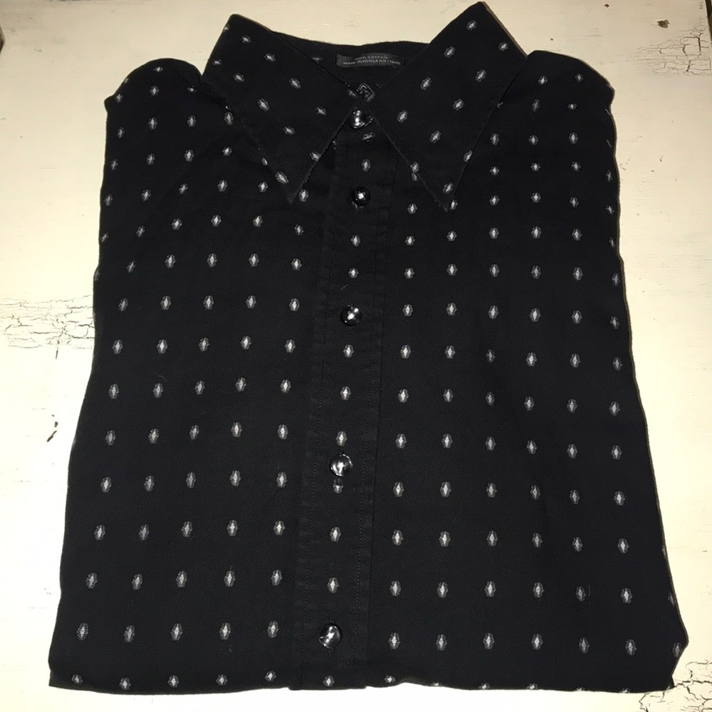 Black patterned button down